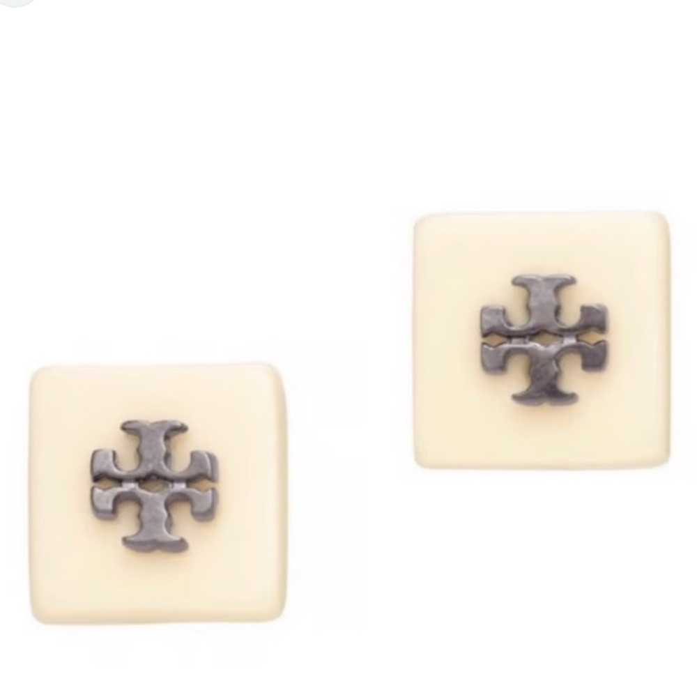 Tory Burch Cream Square Earrings